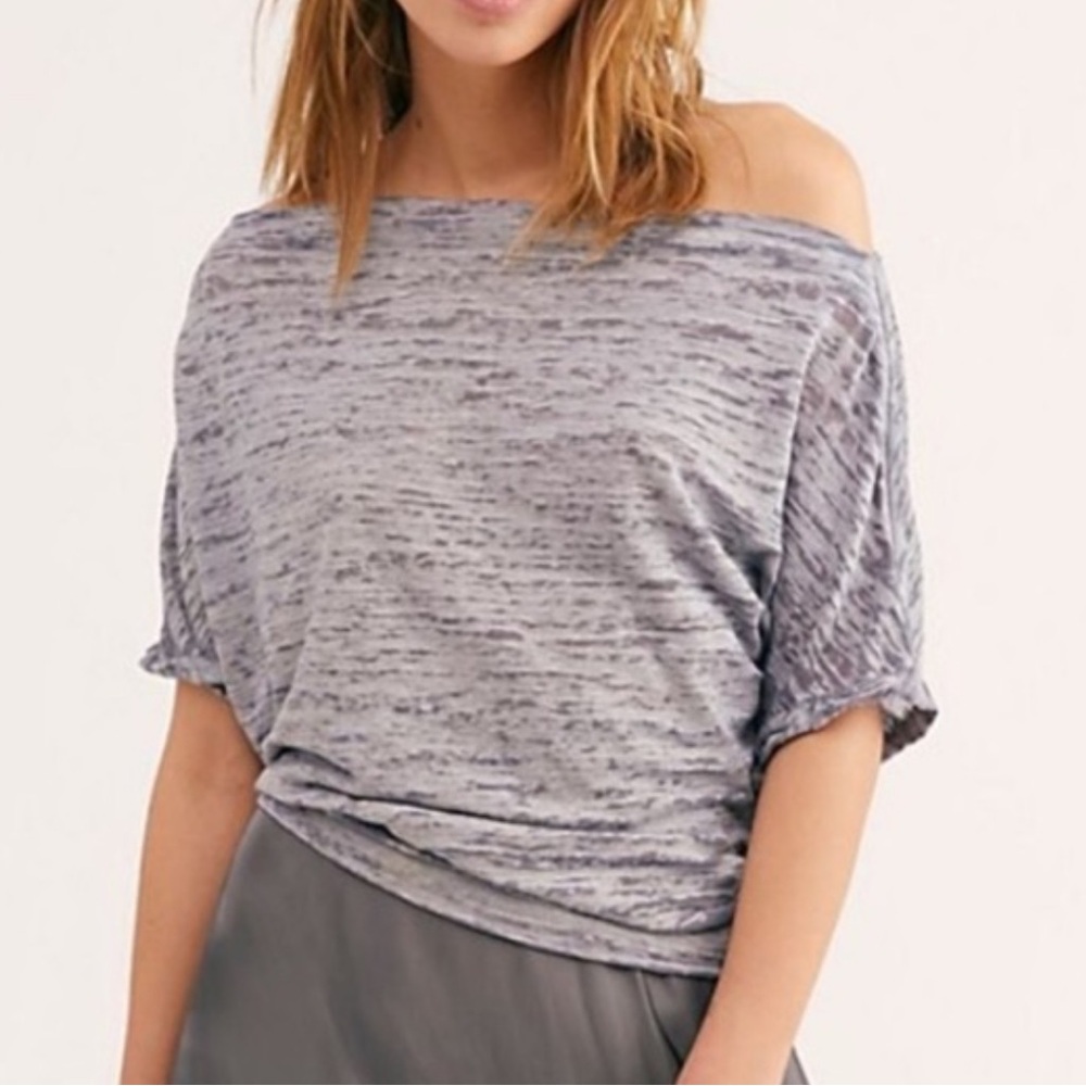 We The Free Heathered Gray Off-Shoulder Tee